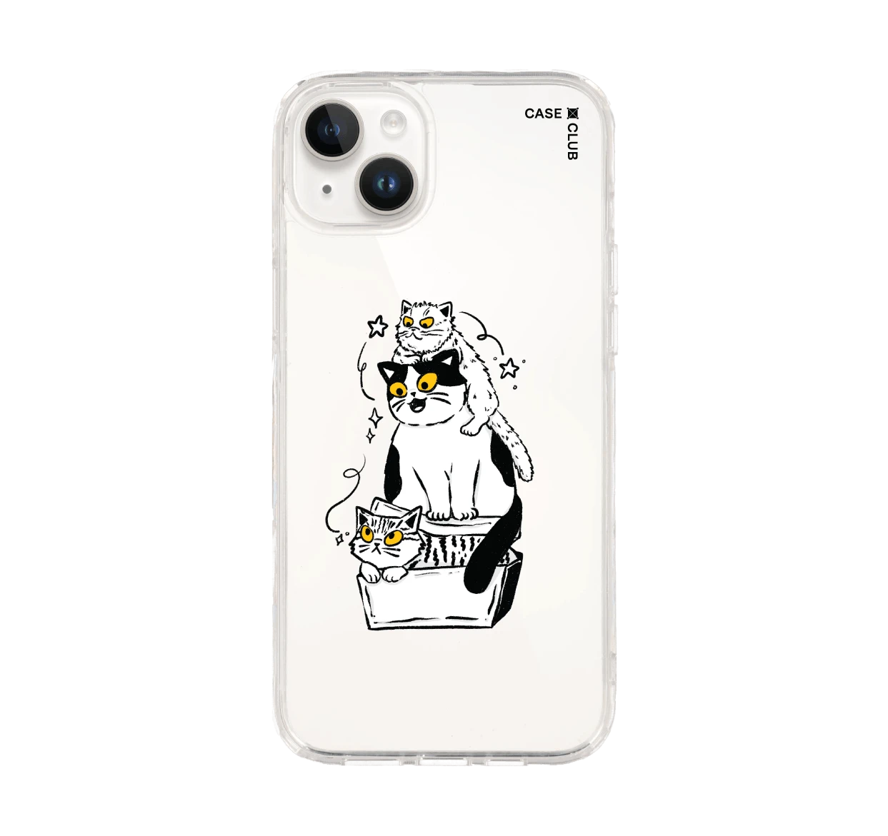 iphone 14 plus clear case cat trio